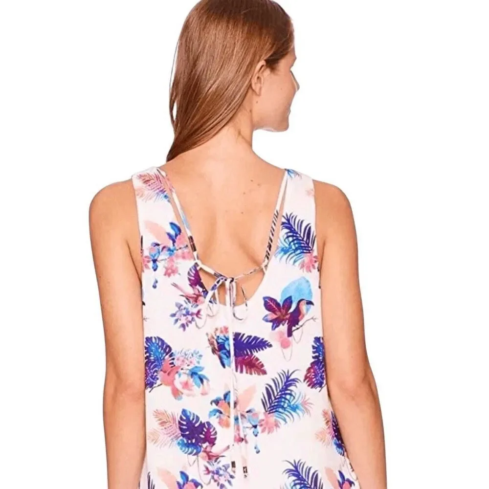 Hatley Tropical Floral Sleeveless Shift Dress XS White Pink Blue Resort Beach - Picture 7 of 11